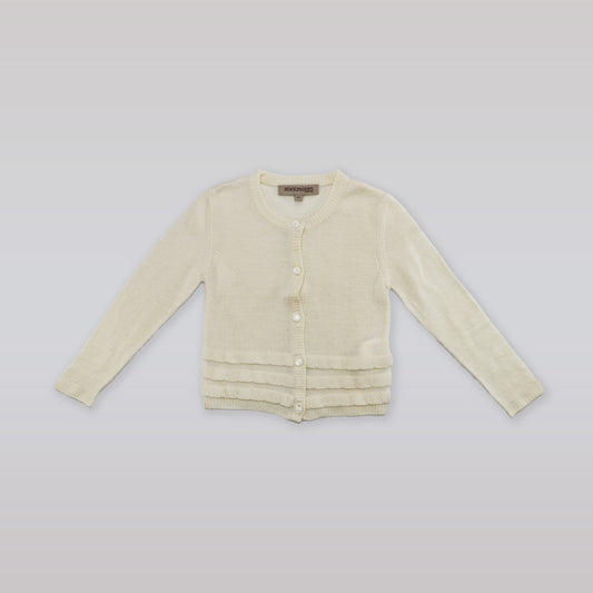 Hucklebones Ivory Knit Cardigan for Girls Aged 3-4 Years
