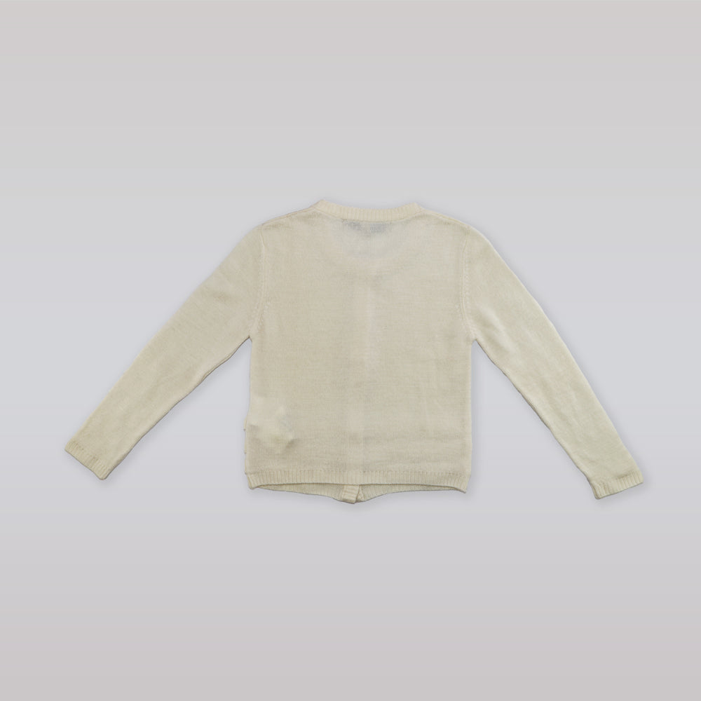Hucklebones Ivory Knit Cardigan for Girls Aged 3-4 Years