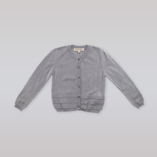Elegant Hucklebones London Smoke Grey Knit Cardigan for Girls