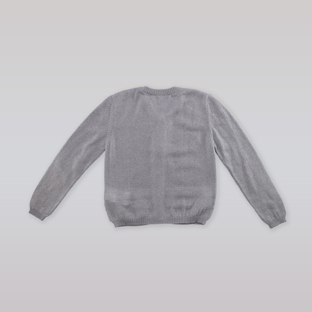 Elegant Hucklebones London Smoke Grey Knit Cardigan for Girls