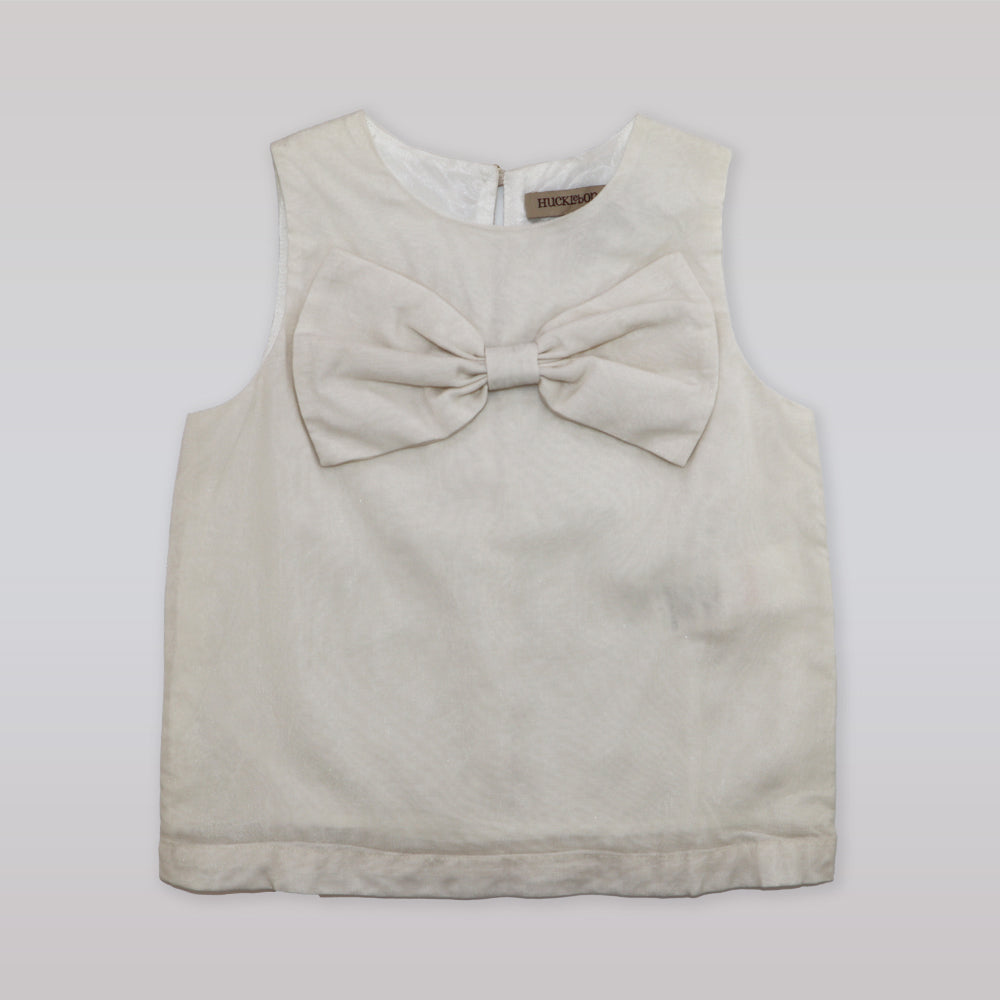 Elegant Huckle Bones Ivory Sheer Organdy Girls Party Dress