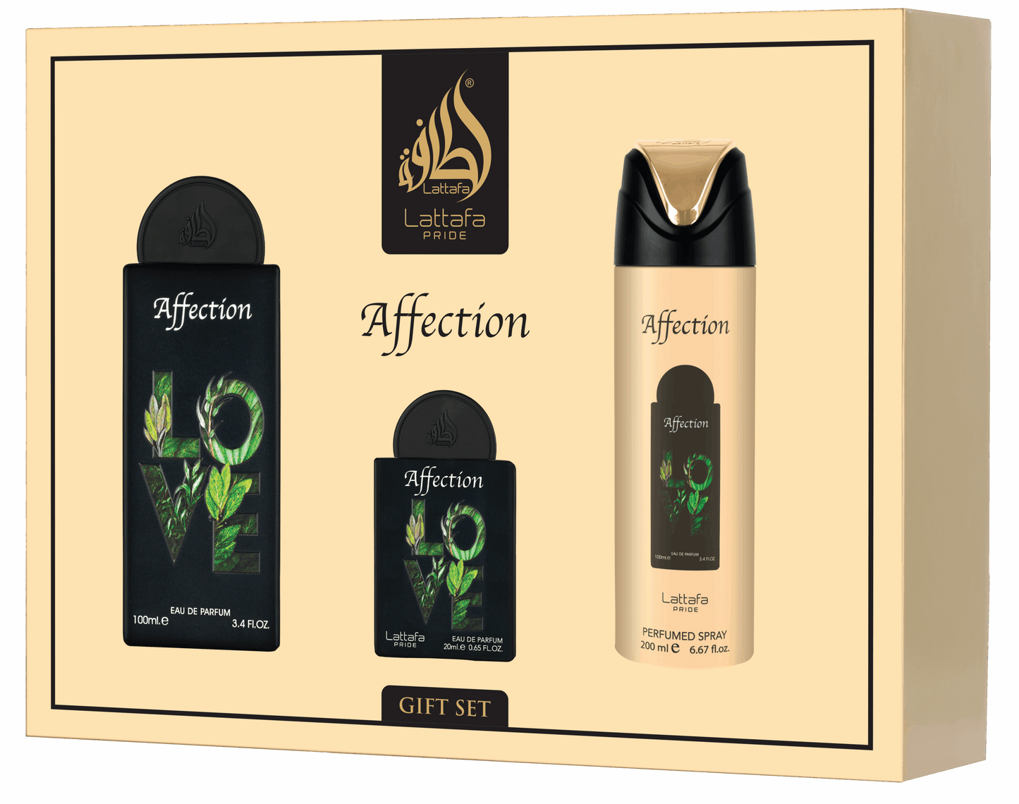 Lattafa Pride Affection Three Piece Luxury Fragrance Gift Set