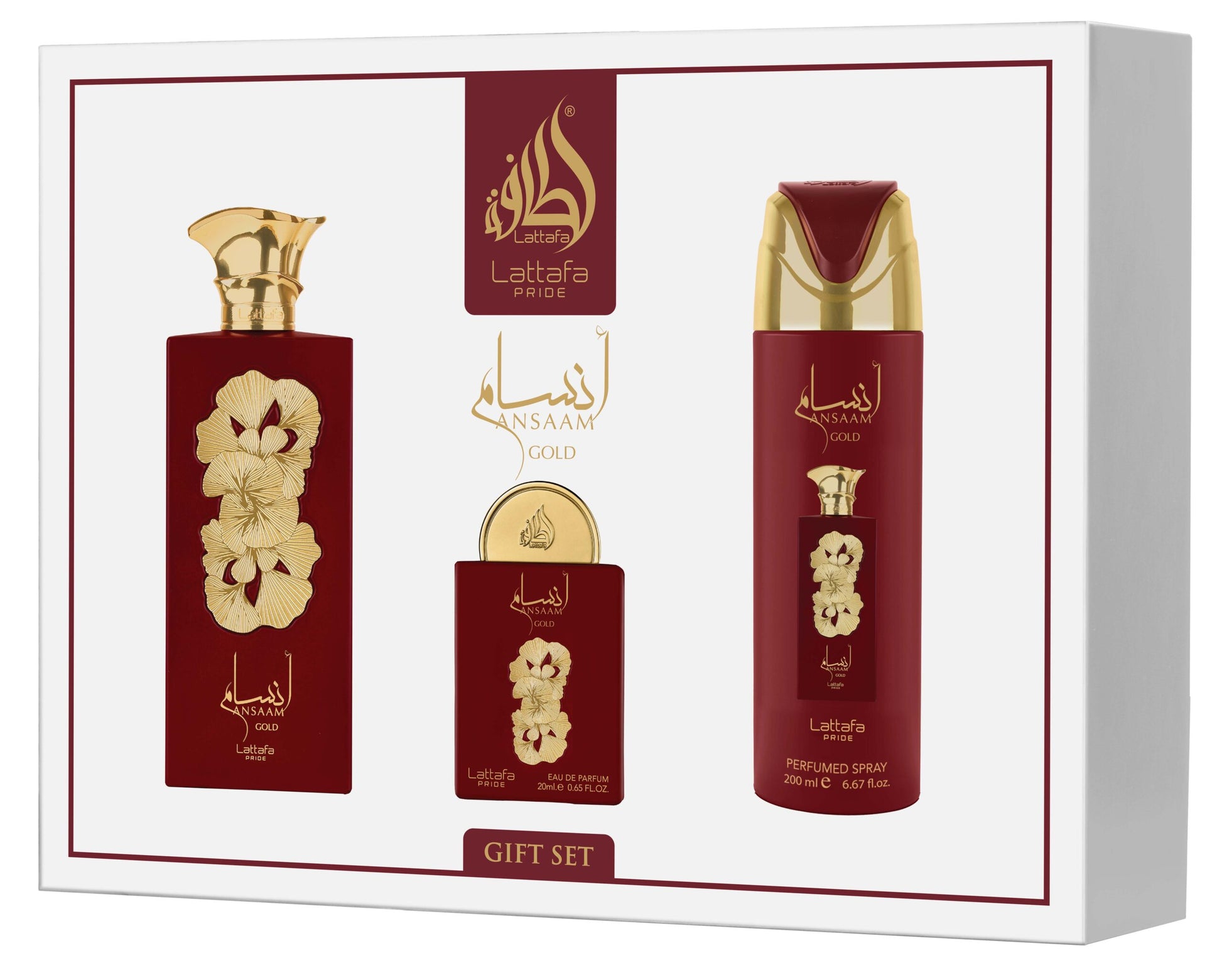 Lattafa Pride Ansaam Gold Luxury 3-Piece Fragrance Gift Set for Women