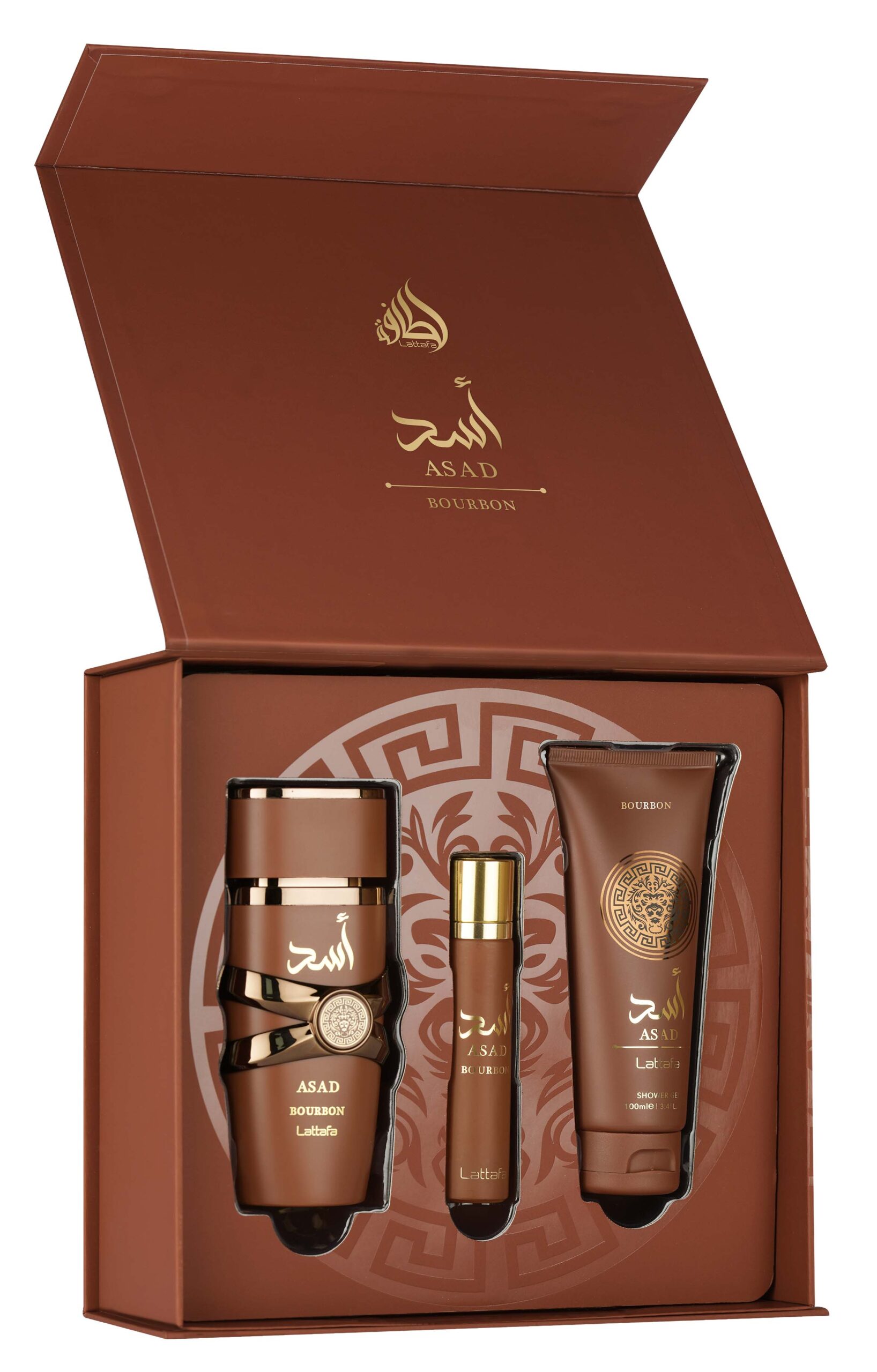 Lattafa Asad Bourbon Luxury Gift Set with Fragrance and Shower Gel