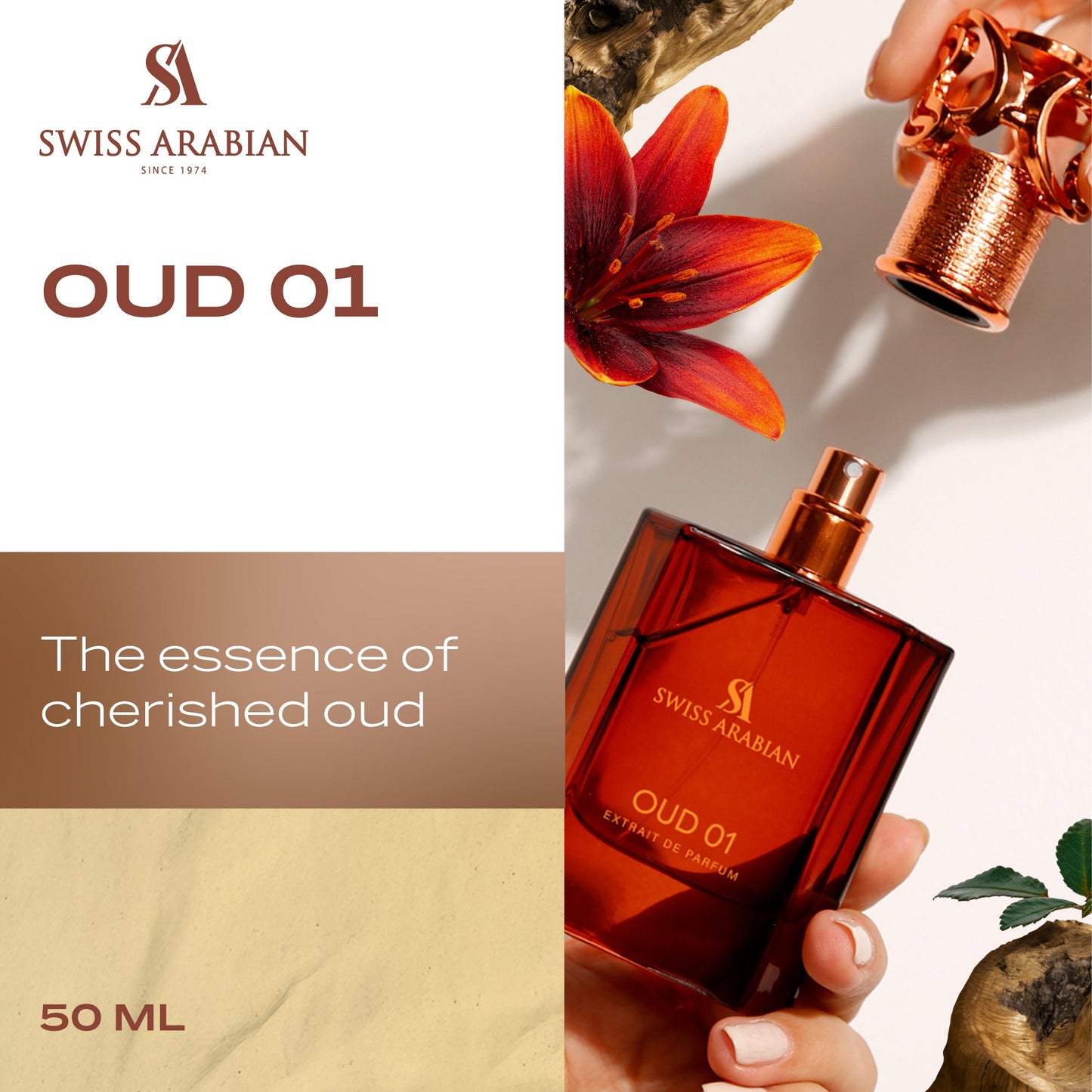 Swiss Arabian OUD 01 Luxurious Unisex Fragrance Spray with Amber