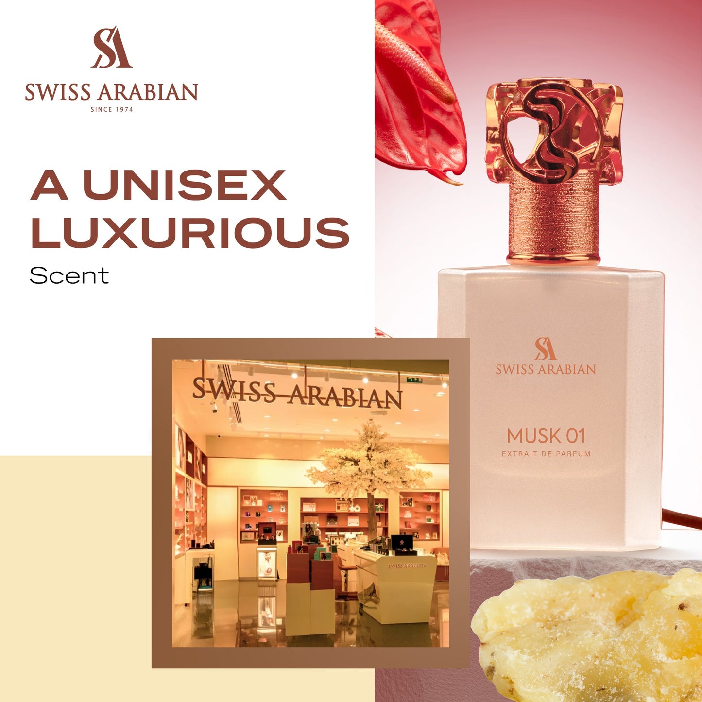 Swiss Arabian Musk 01 Luxury Unisex Perfume with Sandalwood and Vanilla