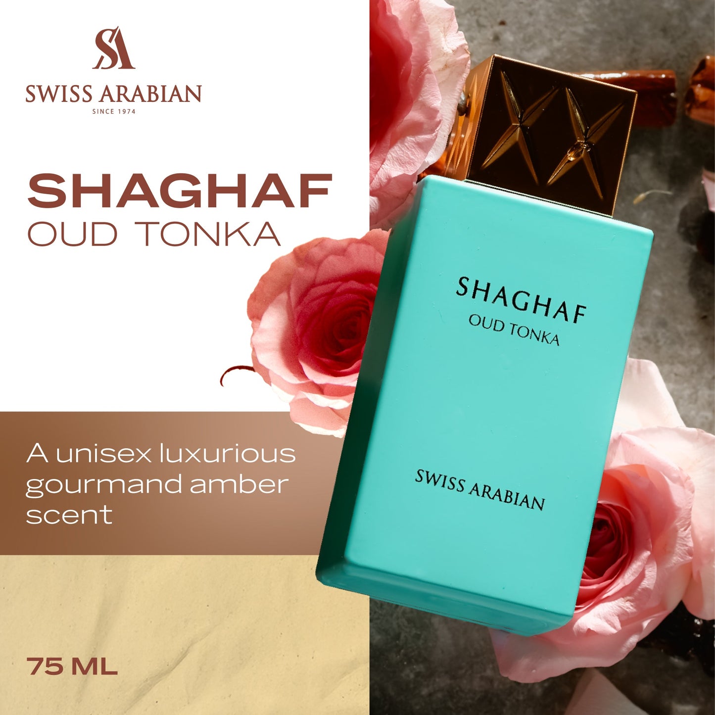 Swiss Arabian Shaghaf Oud Tonka Eau de Parfum for Women 75ml
