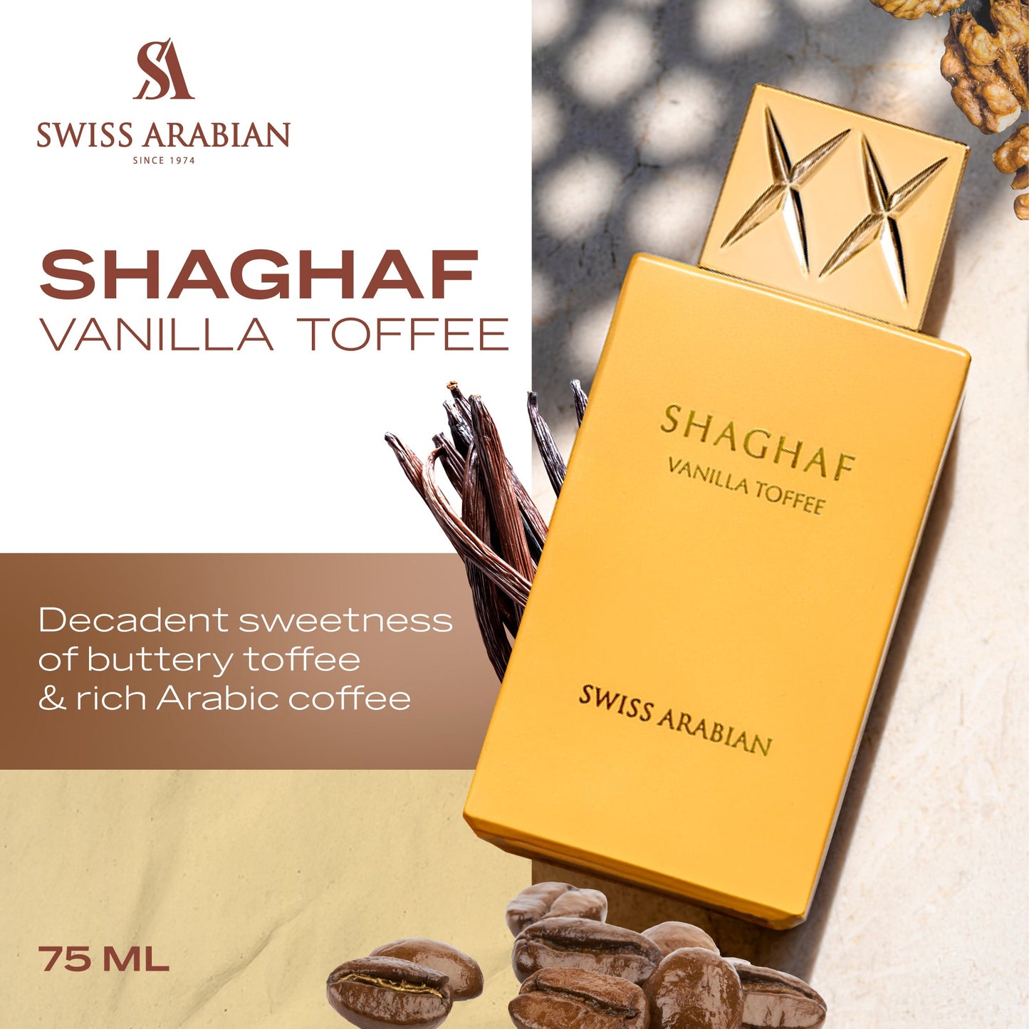Swiss Arabian Shaghaf Vanilla Toffee Gourmand Eau De Parfum Fragrance