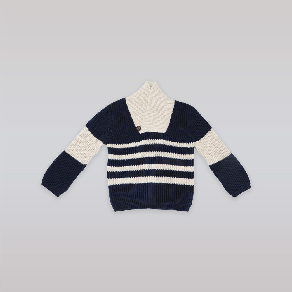 Marie Chantal Navy Colorblock Knit Sweater for Toddlers