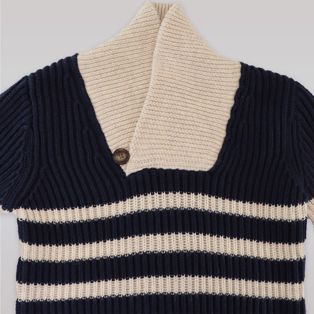 Marie Chantal Navy Colorblock Knit Sweater for Toddlers