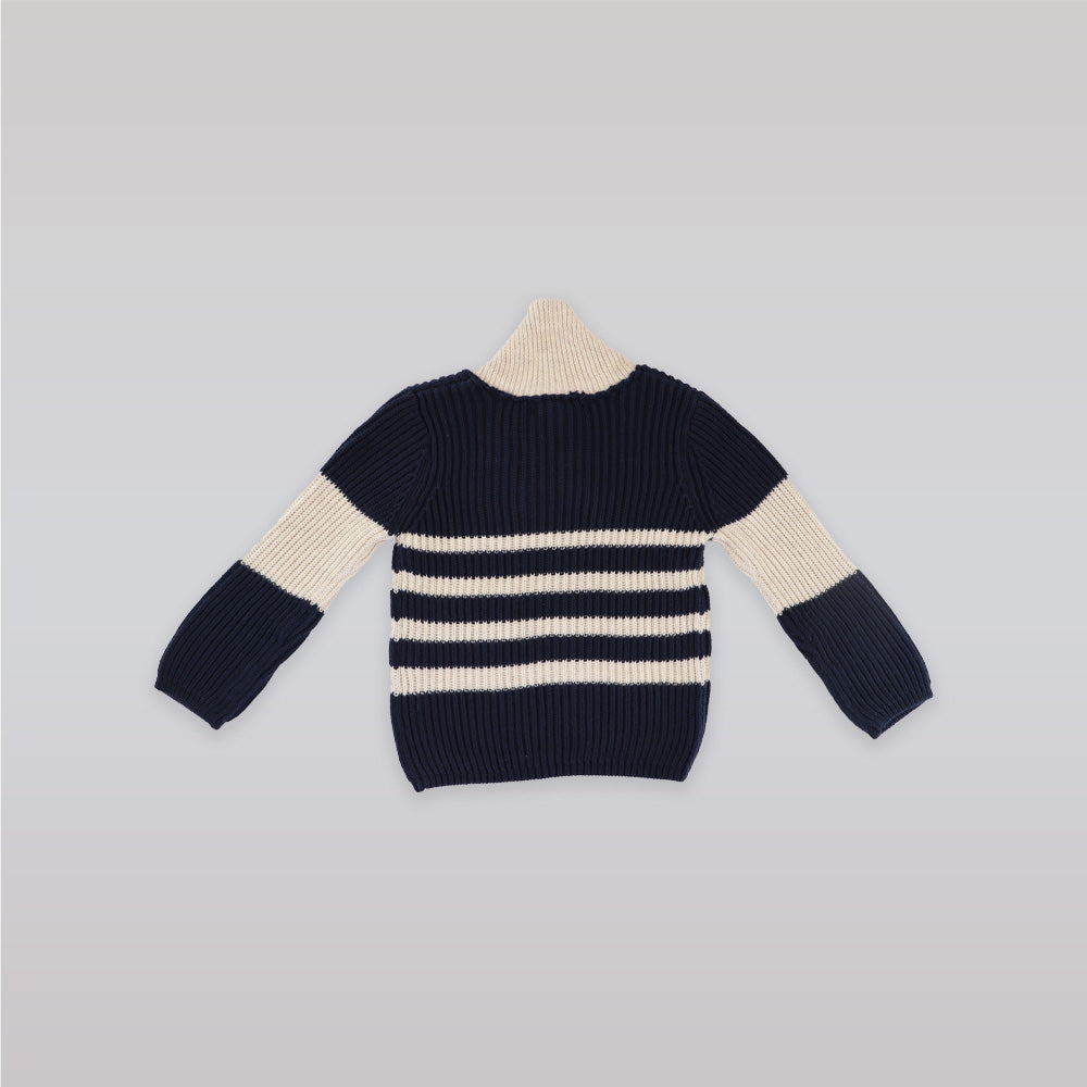 Marie Chantal Navy Colorblock Knit Sweater for Toddlers