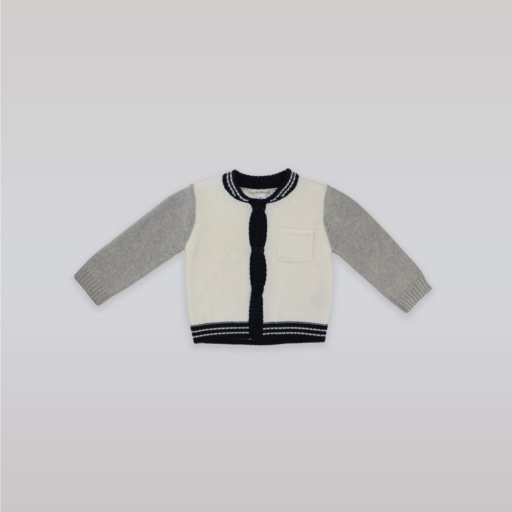 Marie Chantal White Varsity Cardigan for Toddlers 18 Months