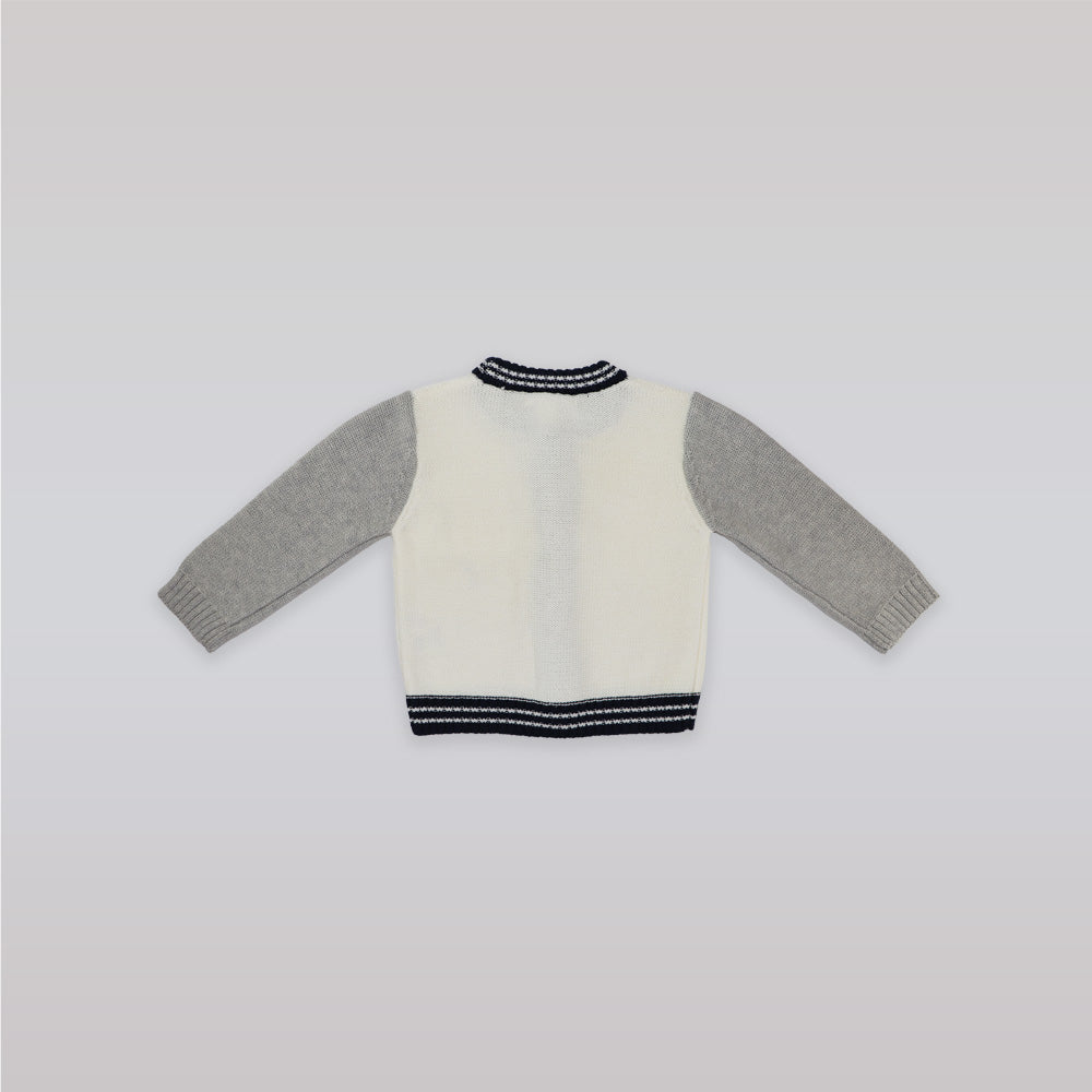 Marie Chantal White Varsity Cardigan for Toddlers 18 Months