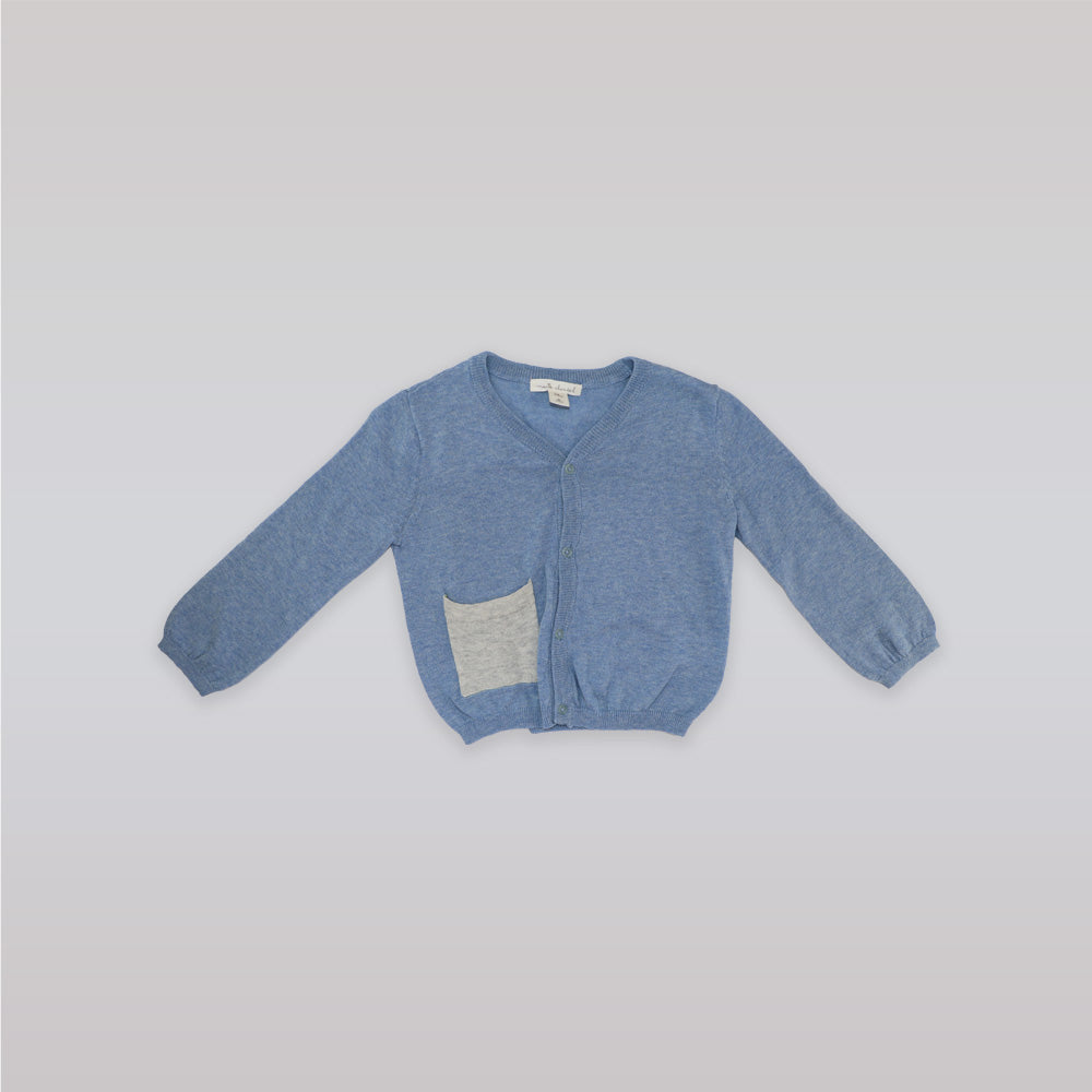 Marie Chantal Blue Star Crown Knit Cardigan for Toddlers
