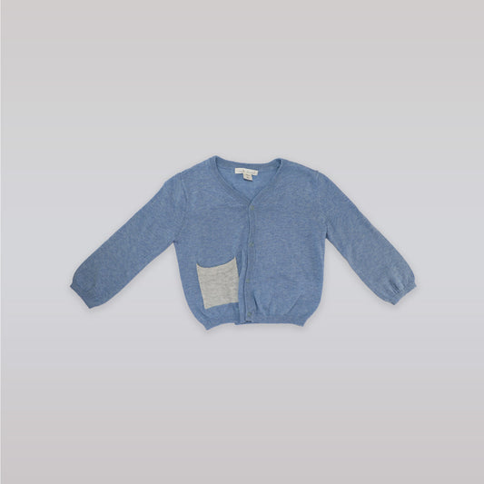 Marie Chantal Blue Star Crown Knit Cardigan for Toddlers