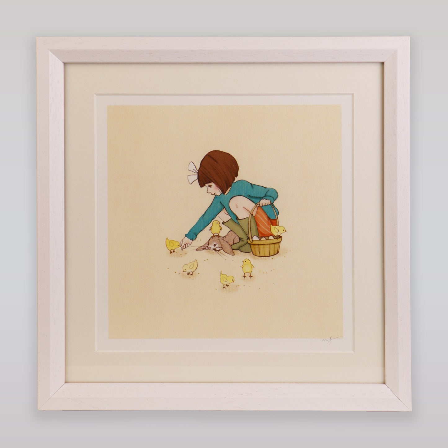Nostalgic Belle and Boo Feed the Chicks Giclee Art Print