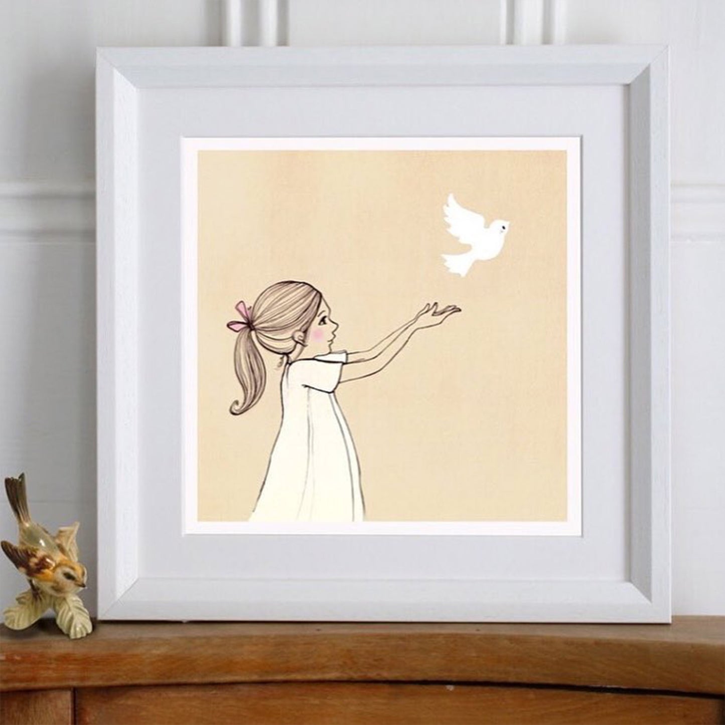 Belle & Boo Belle and Pigeon Signed Cotton Giclee Print
