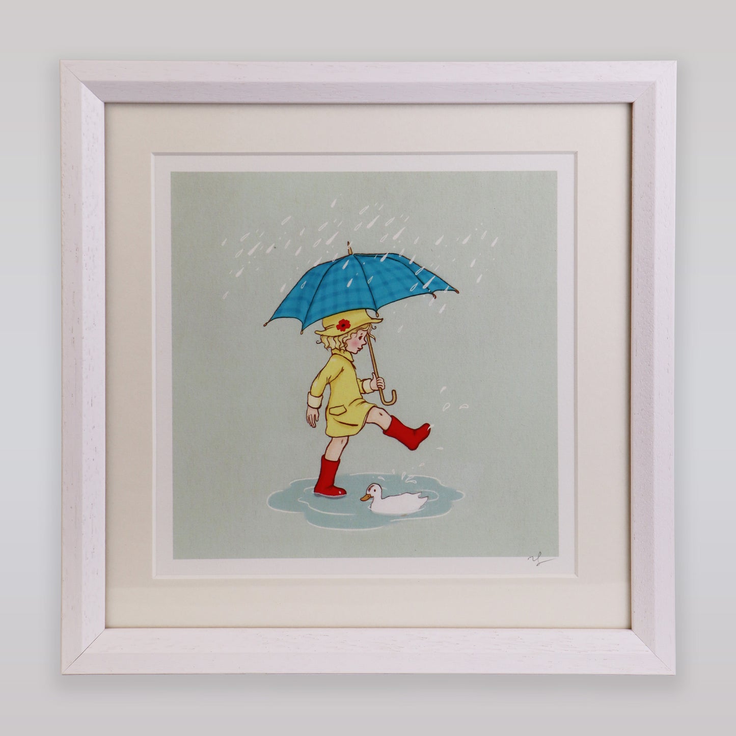 Belle and Boo Poppy's Puddle Giclee Cotton Art Print
