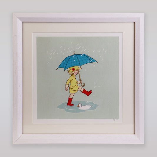 Belle and Boo Poppy's Puddle Giclee Cotton Art Print