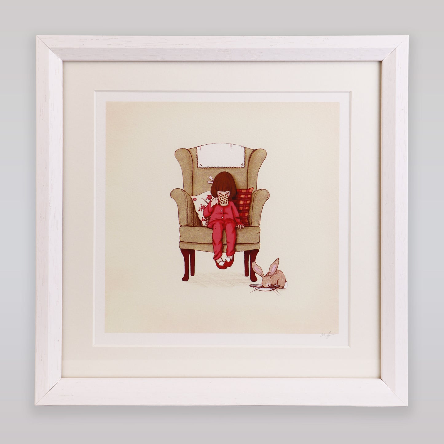 Belle & Boo Hot Chocolate Nostalgic Signed Cotton Rag Art Print
