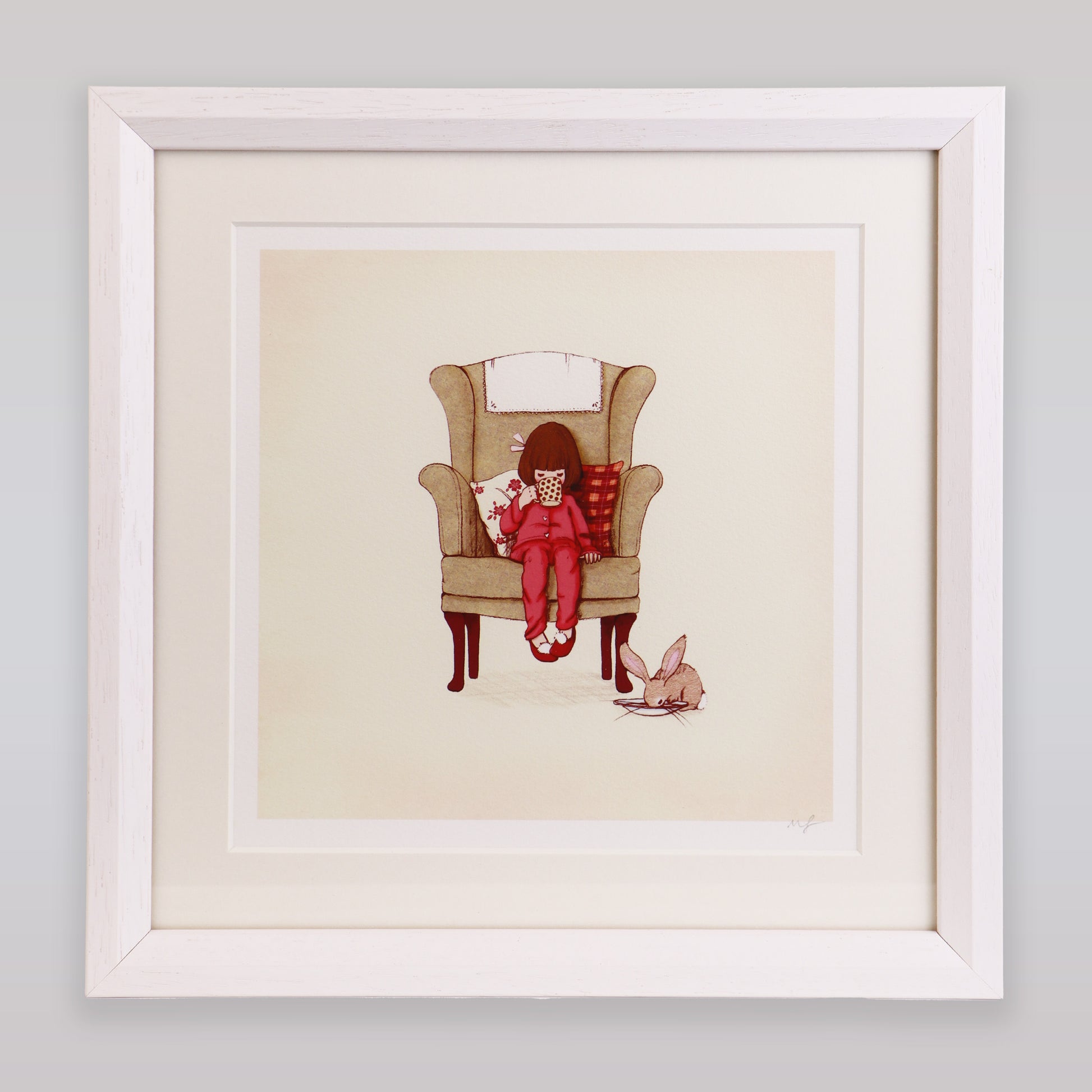 Belle & Boo Hot Chocolate Nostalgic Signed Cotton Rag Art Print