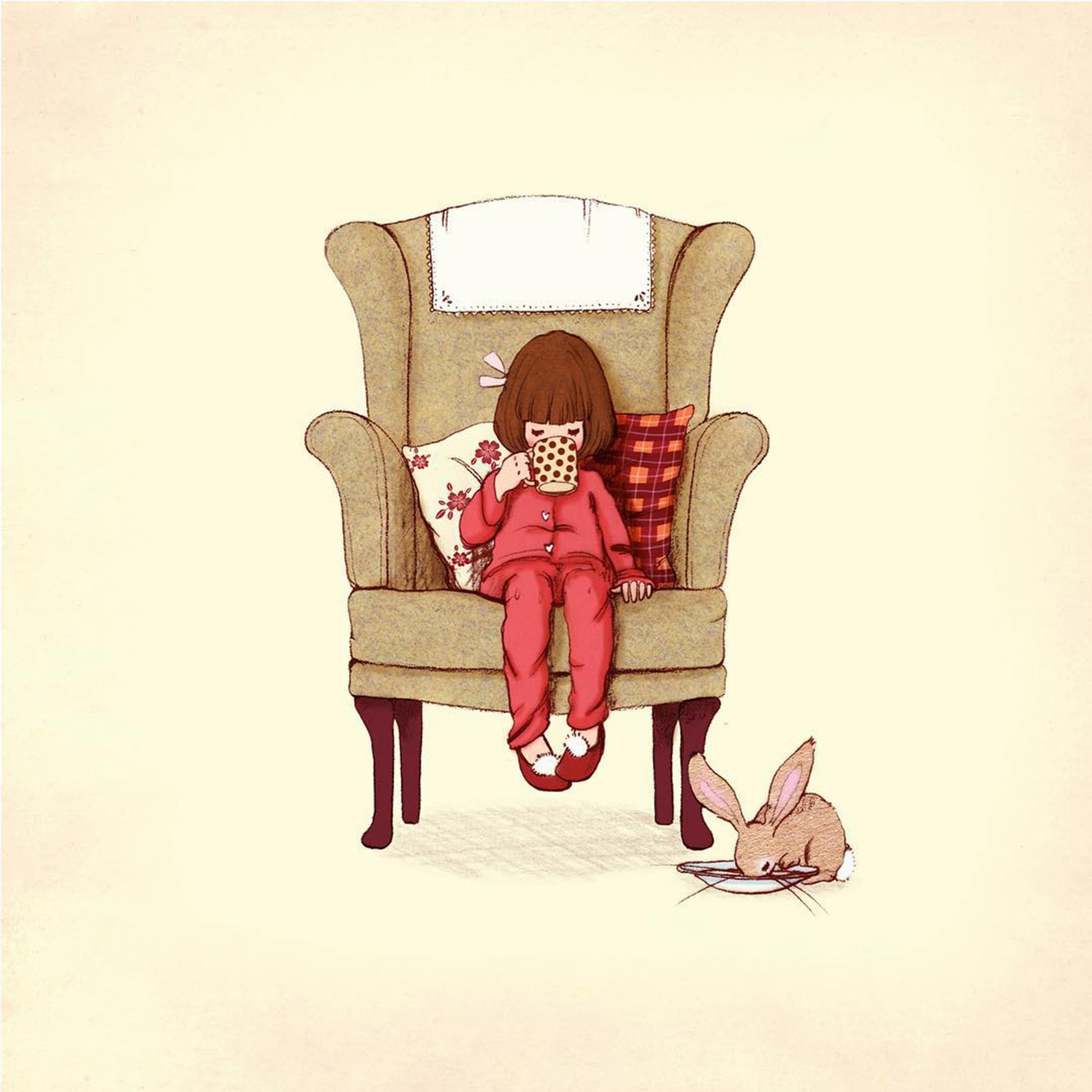 Belle & Boo Hot Chocolate Nostalgic Signed Cotton Rag Art Print
