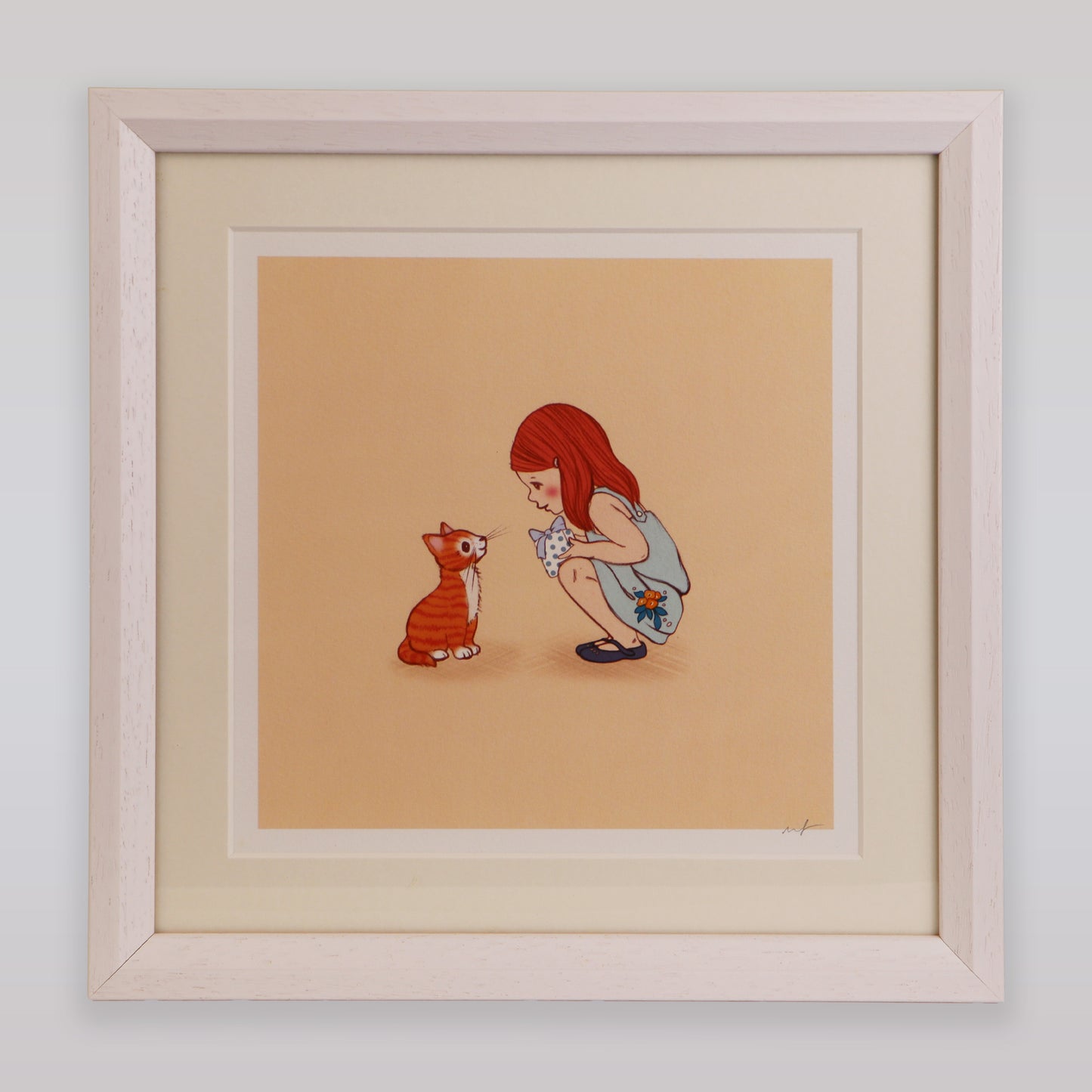 Belle & Boo Cat and Girl Signed Giclee Art Print