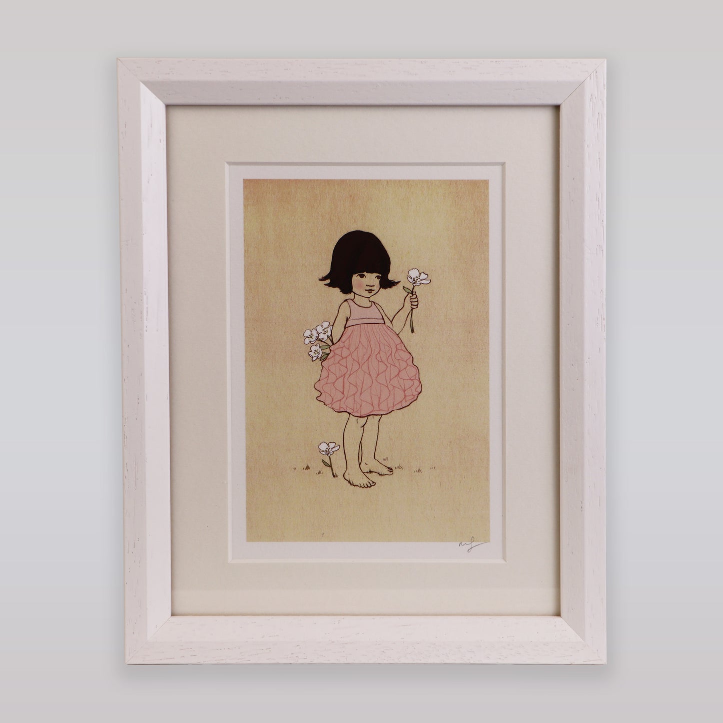 Belle & Boo Girl with Flowers Signed Fine Art Print