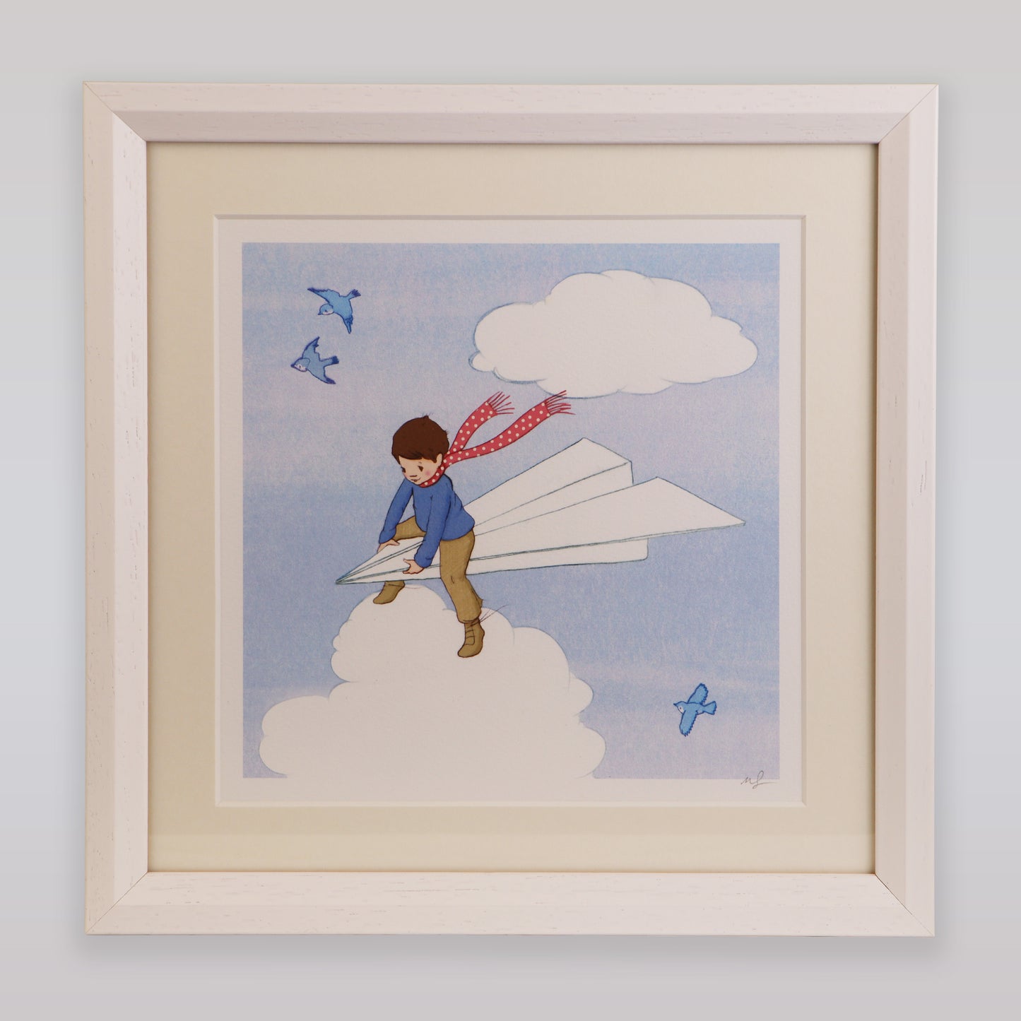 Belle and Boo Paper Plane Cotton Rag Giclee Art Print