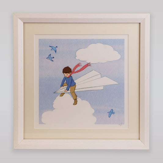 Belle and Boo Paper Plane Cotton Rag Giclee Art Print