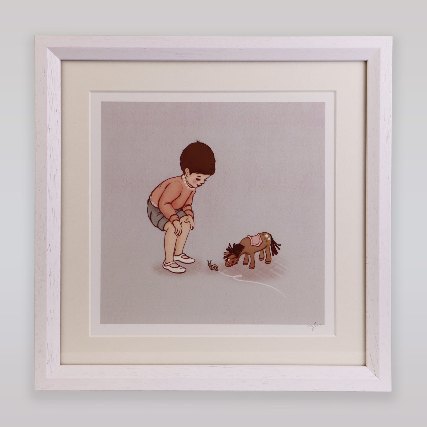 Belle & Boo Hello Snail Signed Cotton Rag Art Print