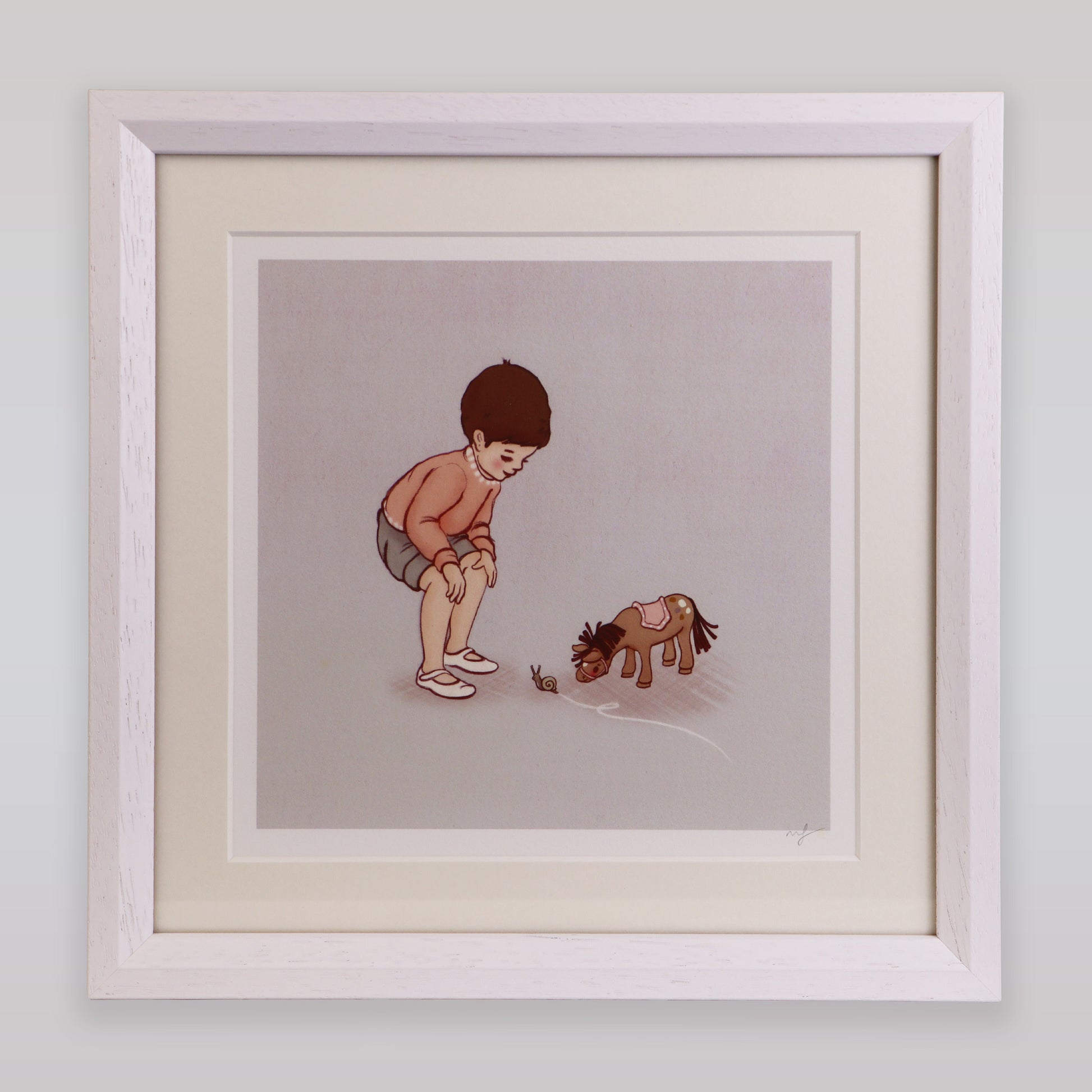 Belle & Boo Hello Snail Signed Cotton Rag Art Print
