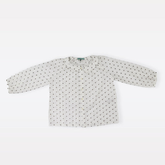 Nanos Baby Girls Elegant Long Sleeve Cotton Ruffle Blusa Top