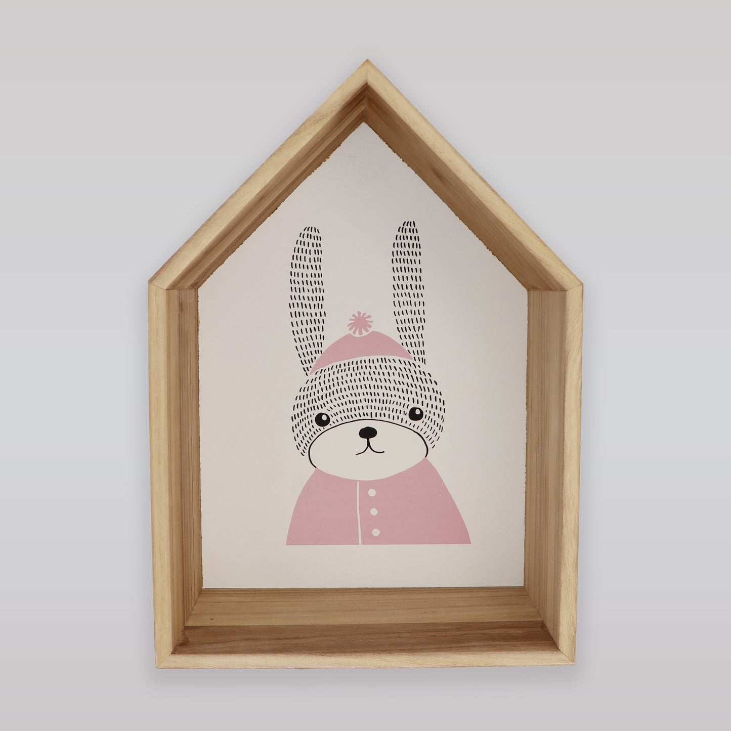 Bloomingville Natural Wood House Shaped Wall Display Boxes Set of 2