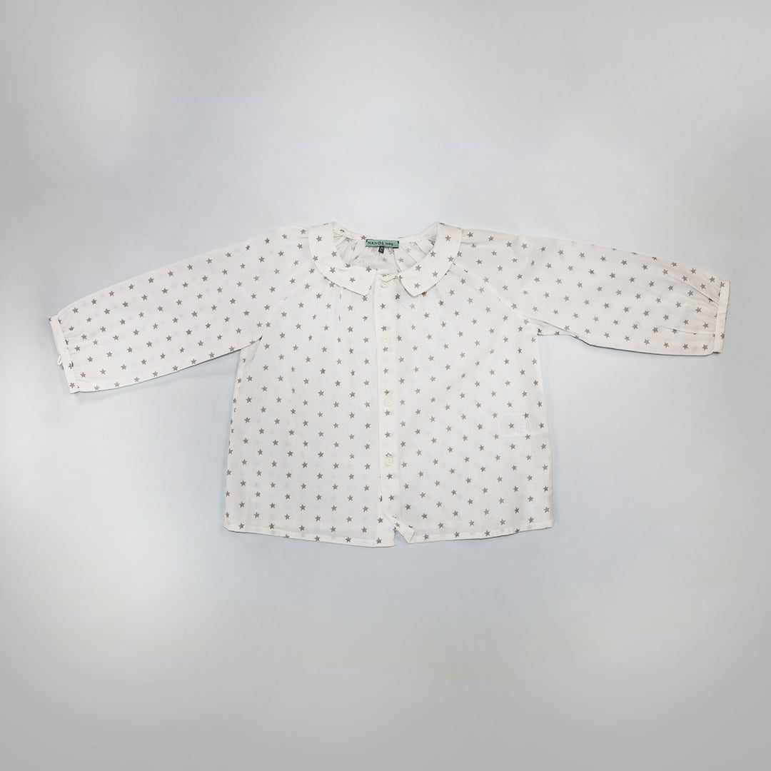 Nanos Baby White Embroidered Cotton Blouse for Toddler Girls