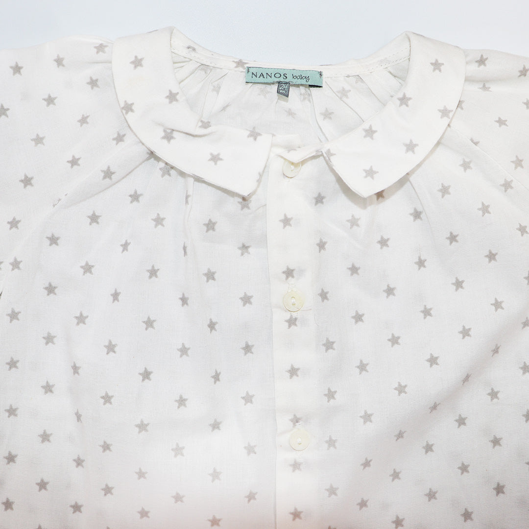 Nanos Baby White Embroidered Cotton Blouse for Toddler Girls