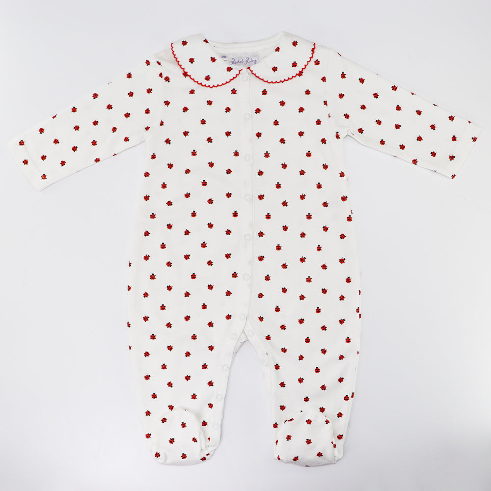 Rachel Riley Ivory and Red Ladybird Print Cotton Babygrow Onesie