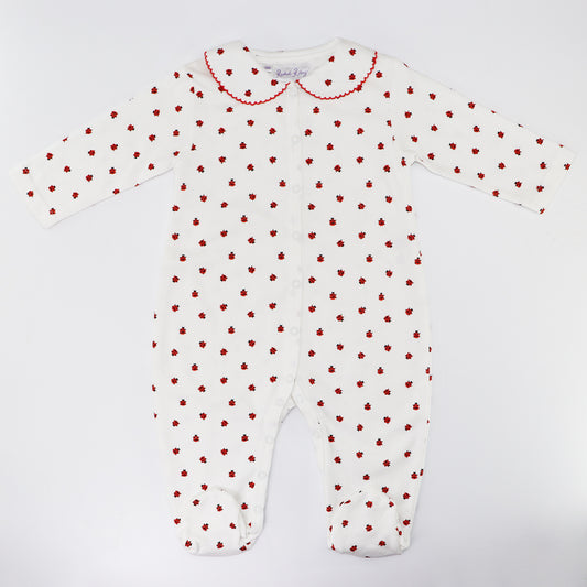 Rachel Riley Ivory and Red Ladybird Print Cotton Babygrow Onesie