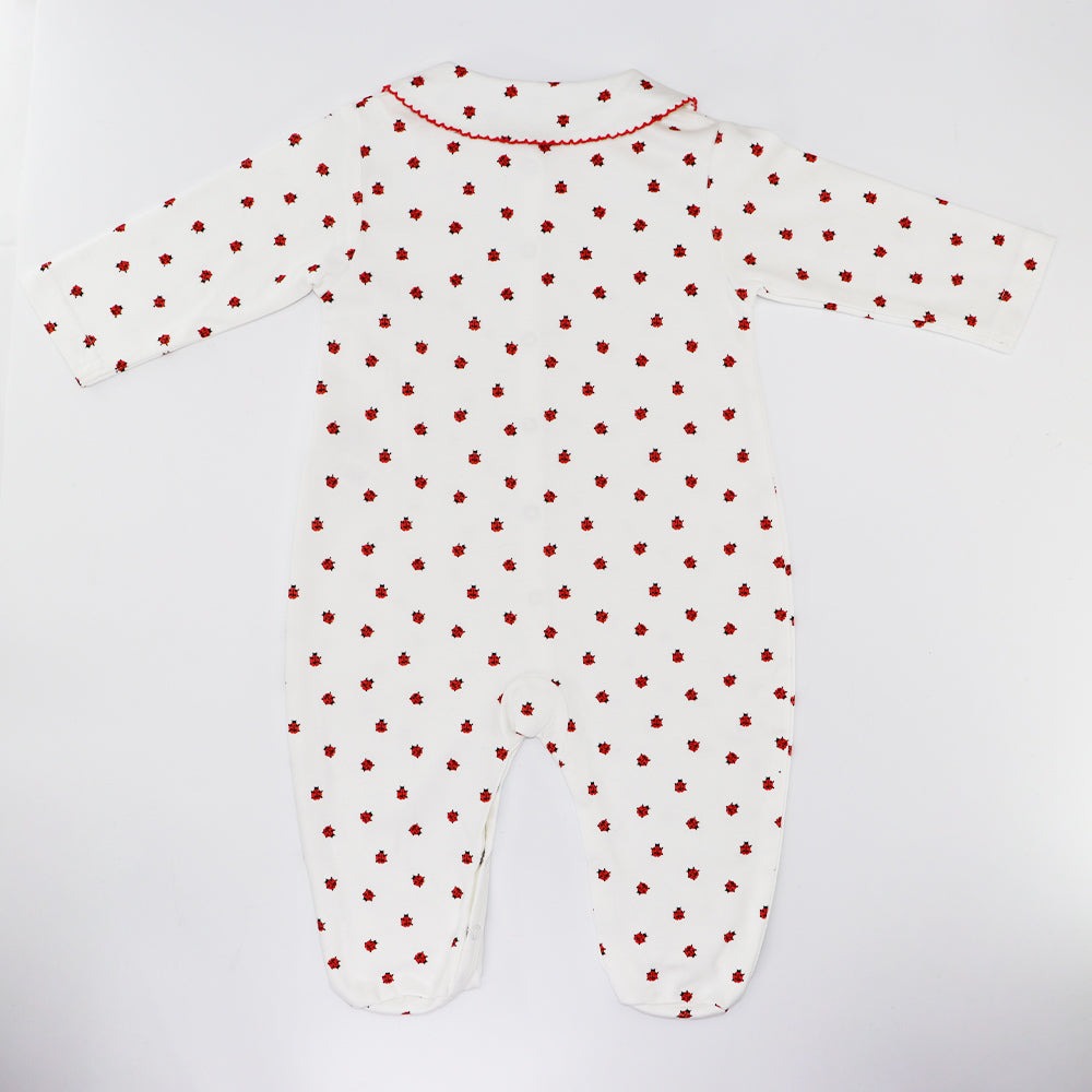 Rachel Riley Ivory and Red Ladybird Print Cotton Babygrow Onesie