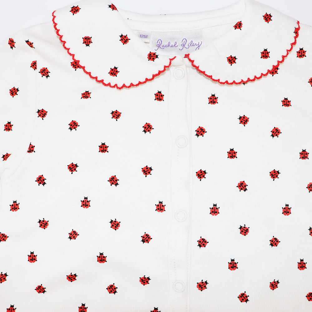 Rachel Riley Ivory and Red Ladybird Print Cotton Babygrow Onesie