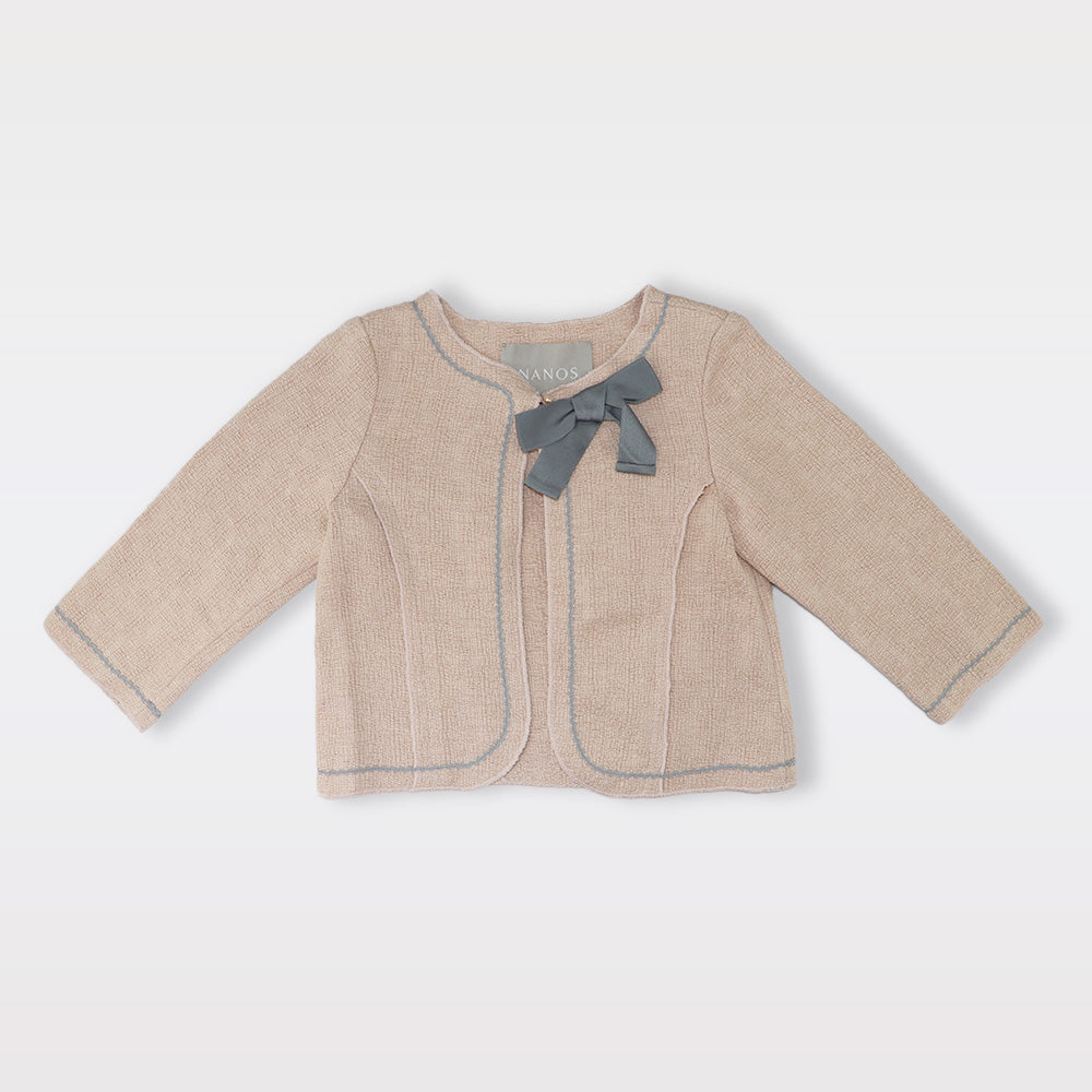 Nanos Baby Pink Quilted Hooded Jacket with Faux Fur Trim