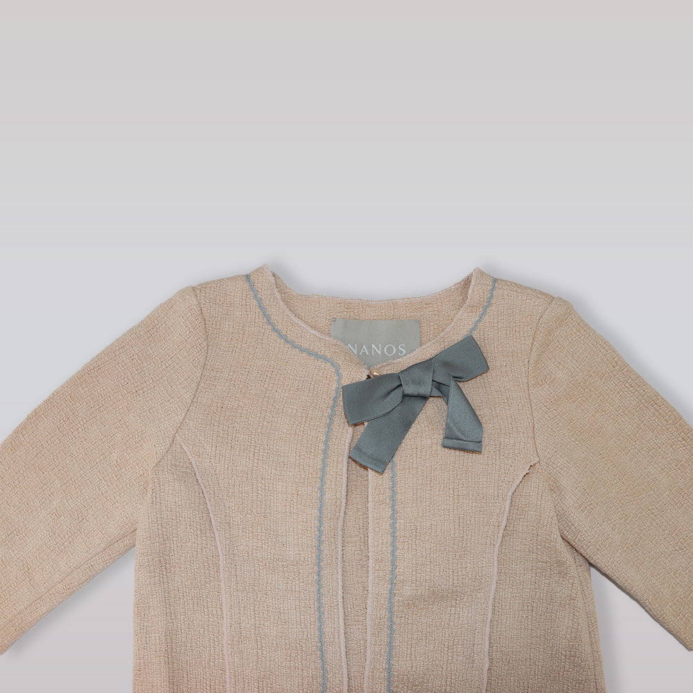Nanos Baby Girls Pink Quilted Button Front Luxury Fashion Jacket