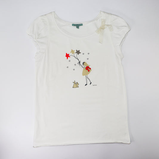 Nanos Baby Designer White Cotton Graphic Tee for 10 Years