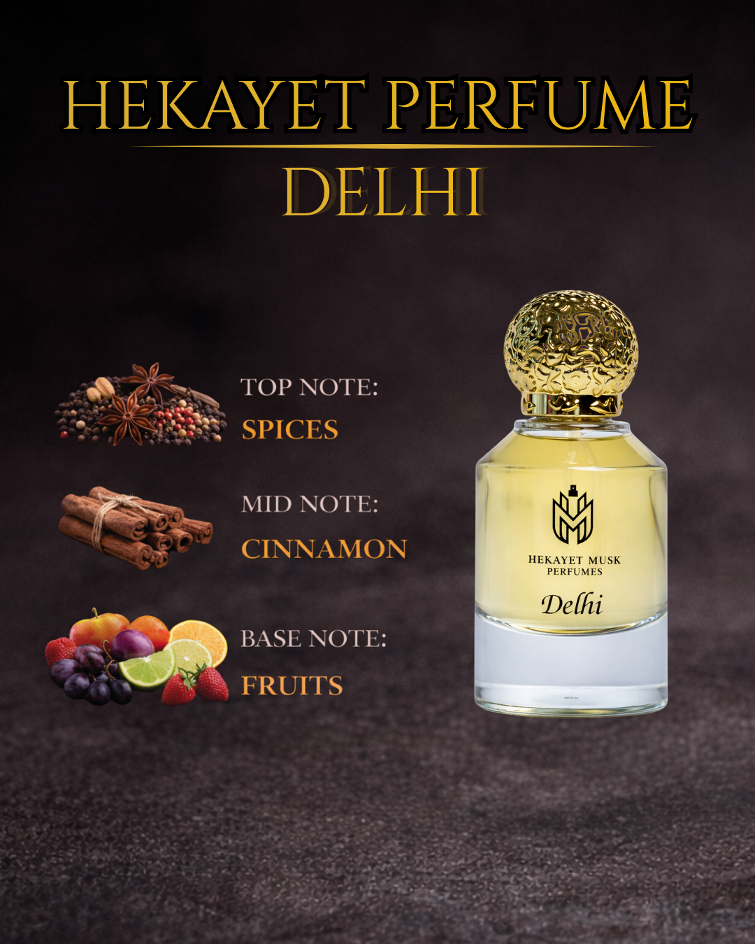 Hekayet Delhi Eau de Parfum 80ml – Spicy Cinnamon Fruity Unisex Perfume | Long Lasting Luxury Fragranc