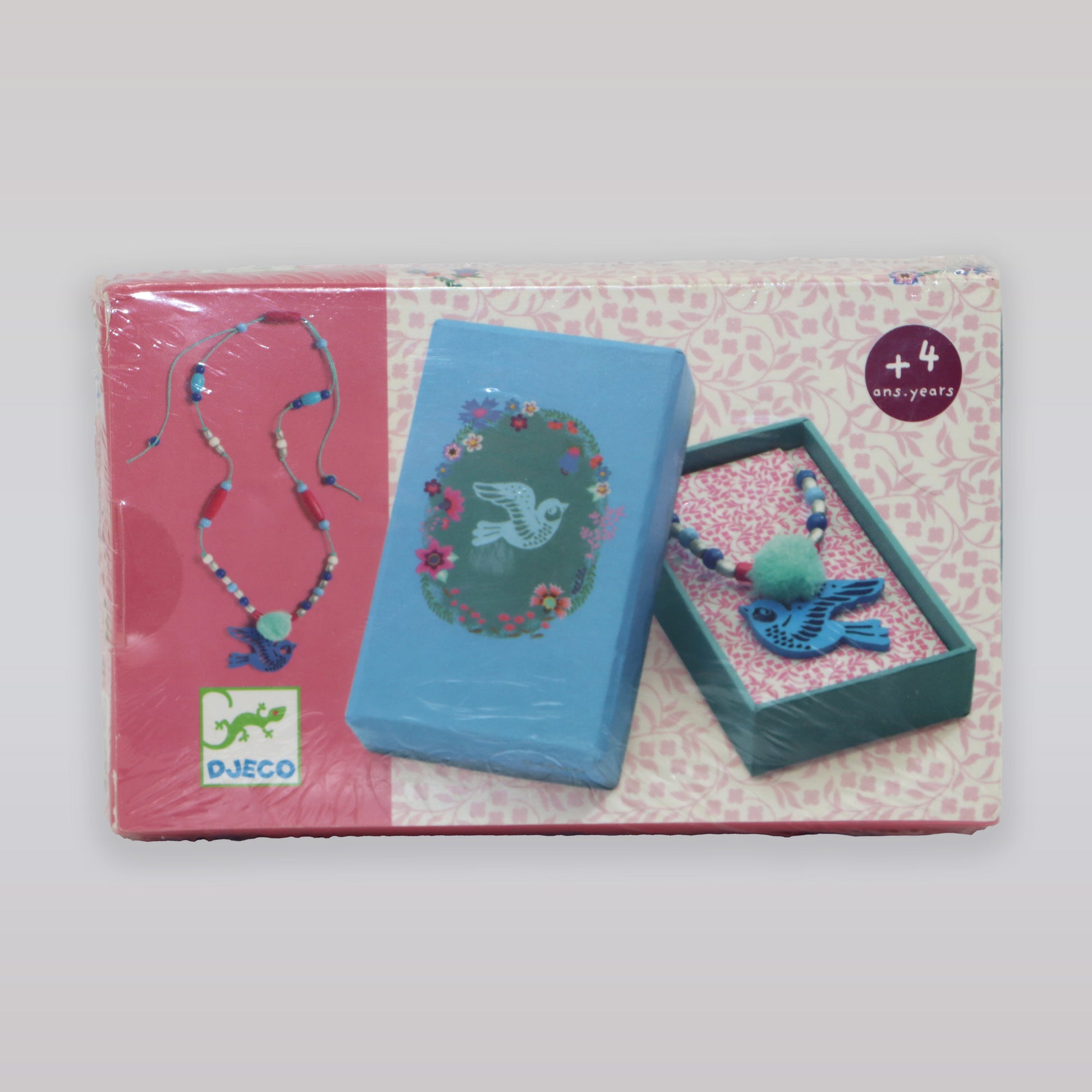 Djeco Bird Pendant Childrens Necklace With Colorful Decorative Beads