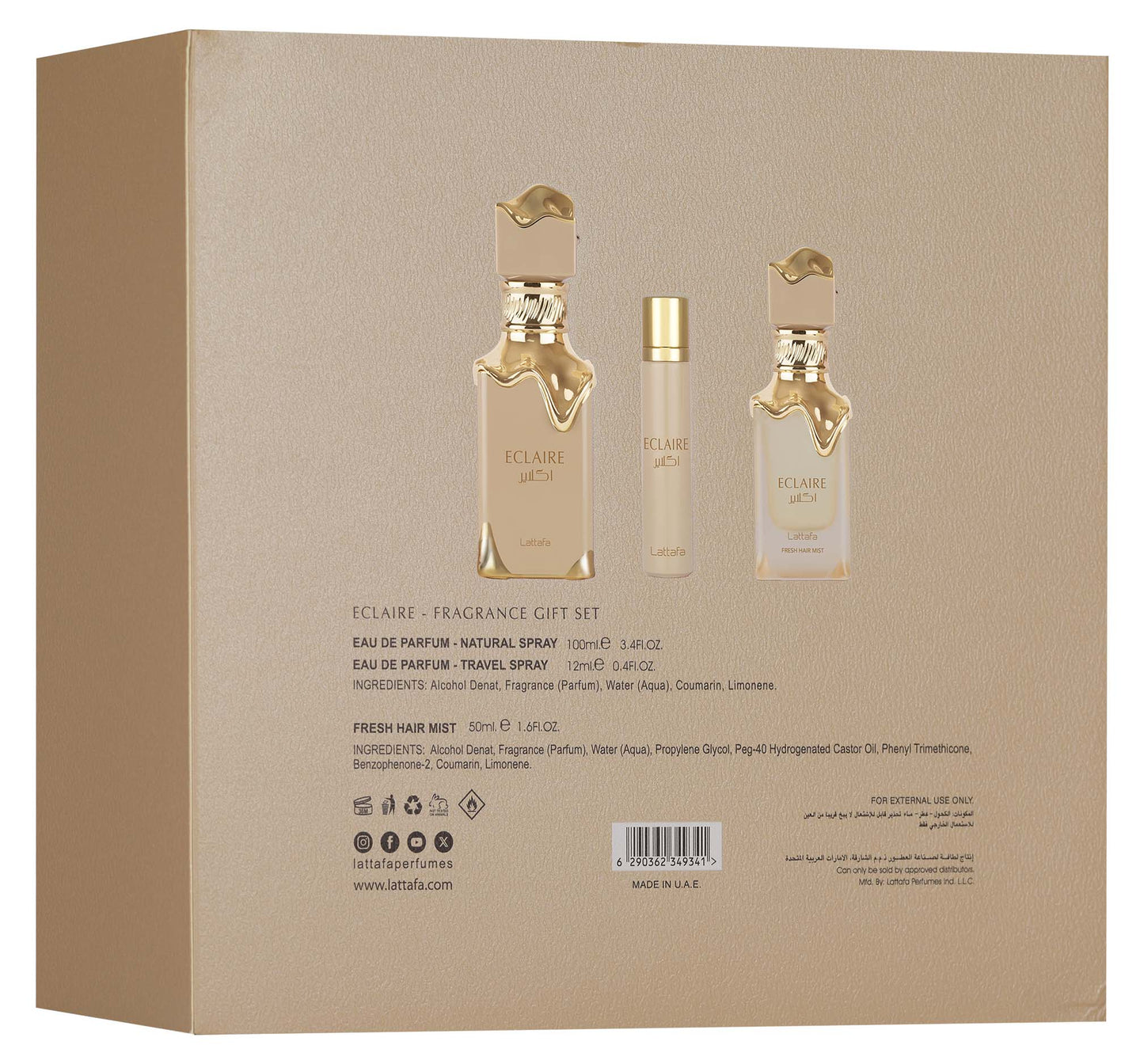 Lattafa Eclaire Gourmet Fragrance Gift Set with EDP and Hairmist
