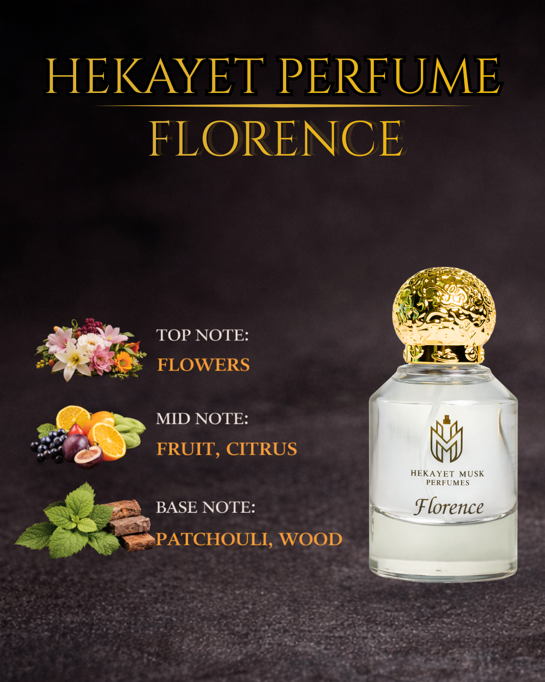 Hekayet Florence Eau de Parfum 80ml – Floral Fruity Citrus Woody Unisex Perfume | Long Lasting Luxury Fragrance