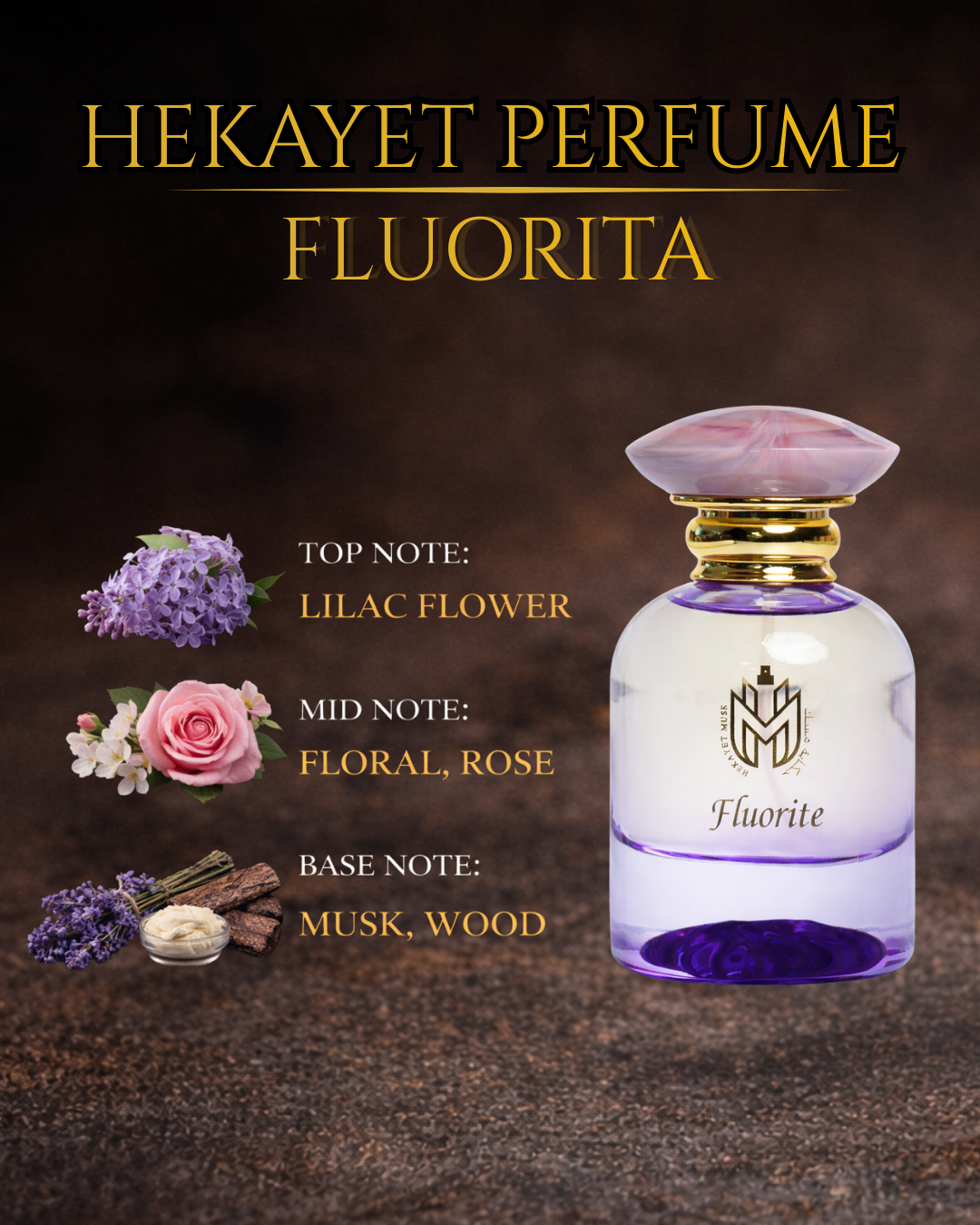 Hekayet Fluorita Eau de Parfum 100ml – Lilac Rose Musk Woody Unisex Perfume | Long Lasting Floral Luxury Fragrance