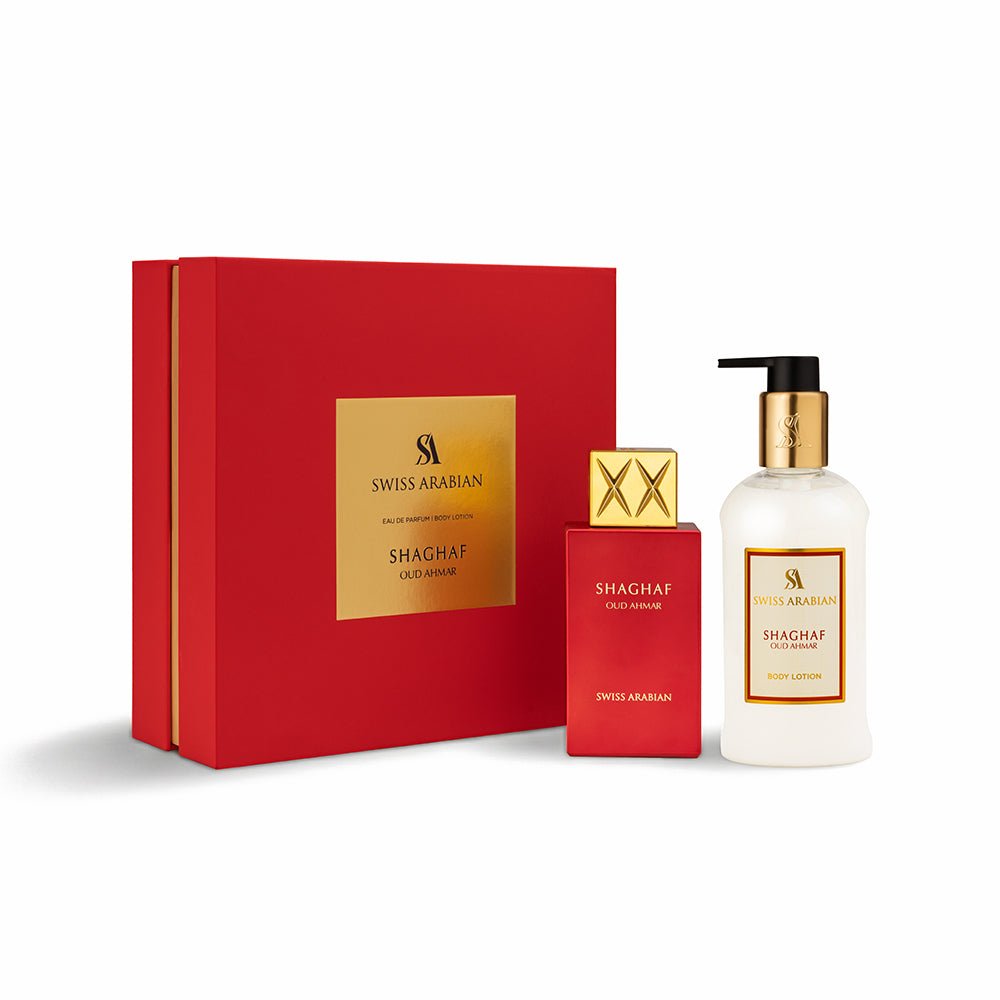 Swiss Arabian Shaghaf Oud Ahmar Perfume Body Lotion Gift Set