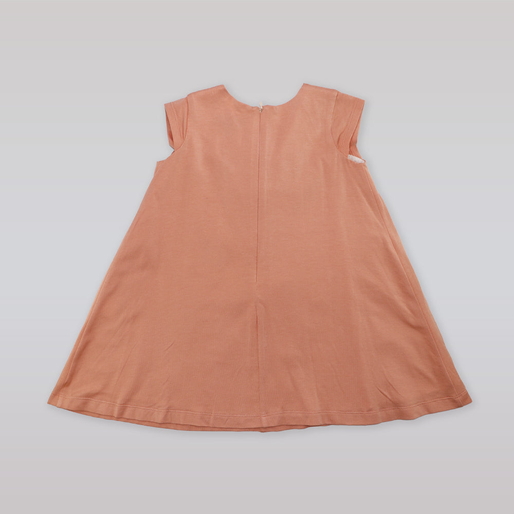 Huckle Bones Girls Milkshake Pink Jersey Dress with Large Bow Detail
